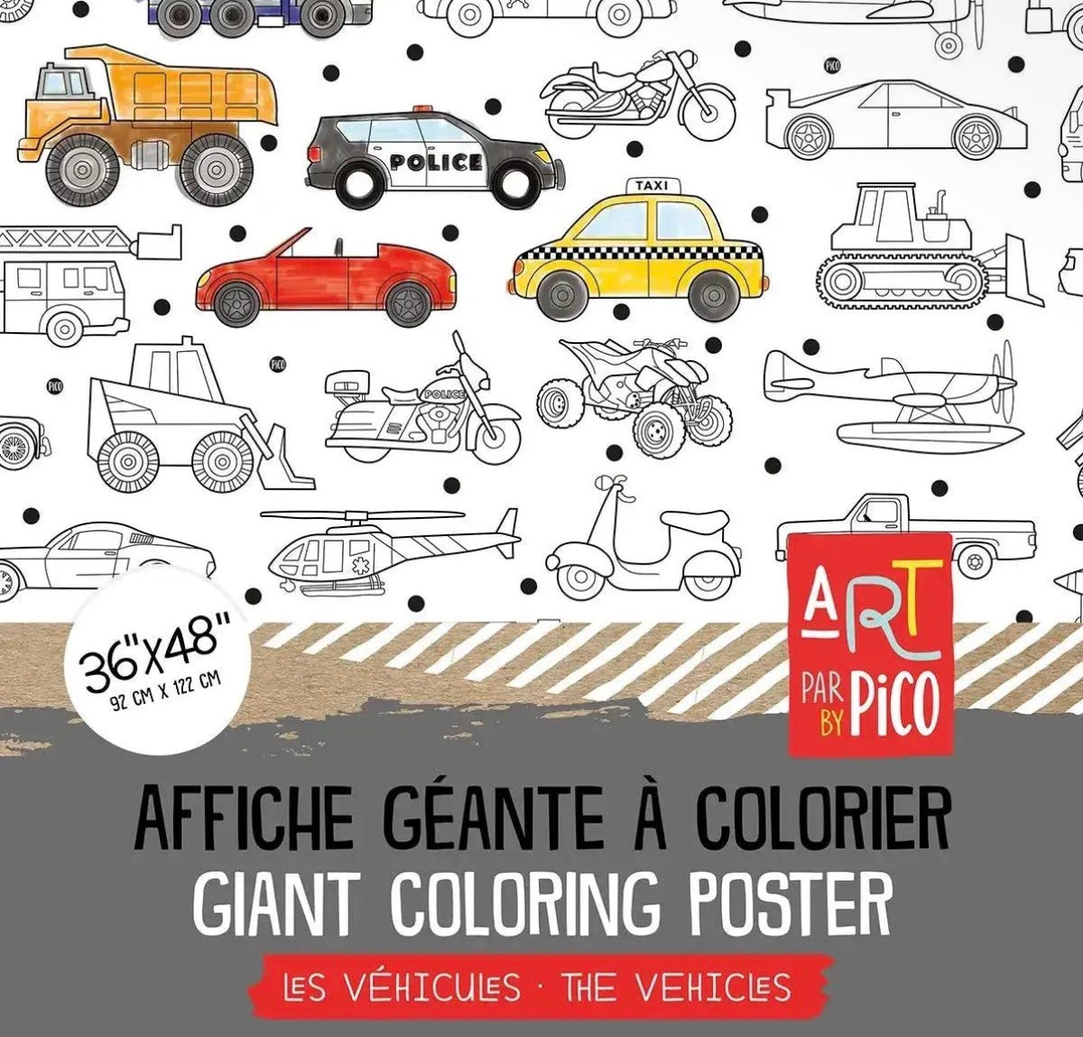 Affiche géante à dessiner - Les véhicules